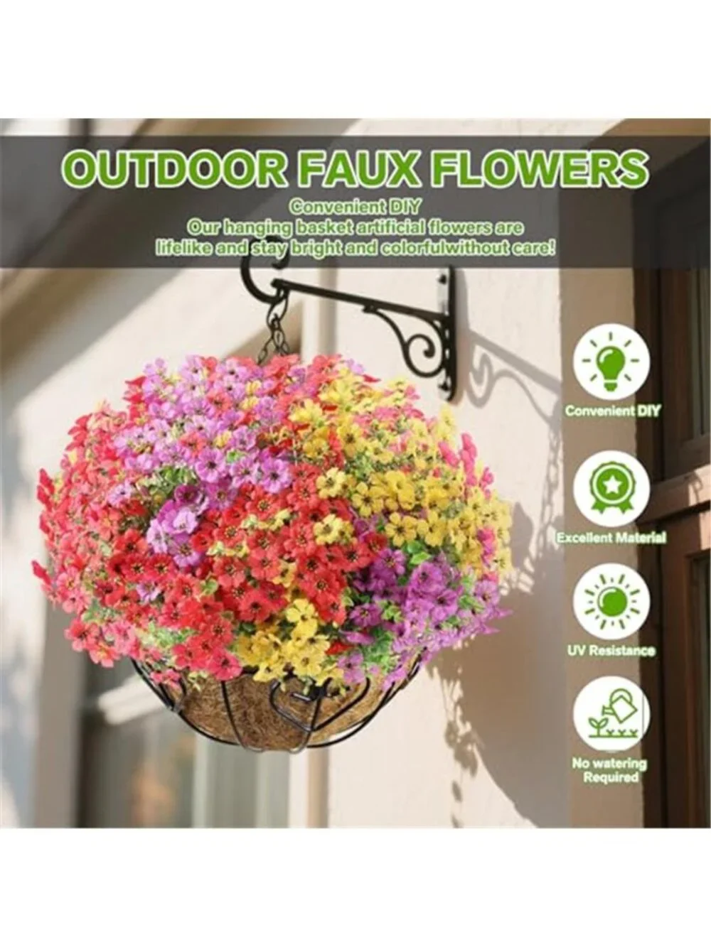 Artificial Outdoor Flowers UV Resistant Fake Plant Porch Patio Garden Decor 13Pc